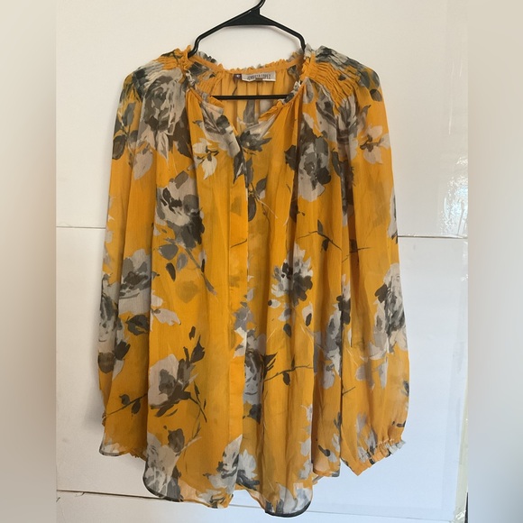 Jennifer Lopez Tops - Jennifer Lopez Mustard Floral Blouse